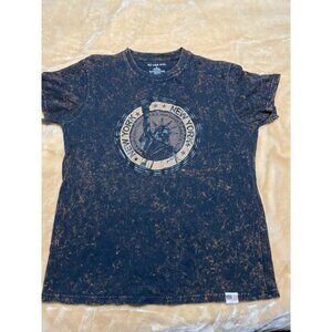 RS USA INC New York City 3D logo Black Brown Bleached T-Shirt Men's L